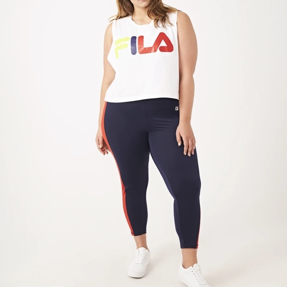Fila Anne Navy Blue & Red 7/8 Leggings NWT - Picture 2 of 3